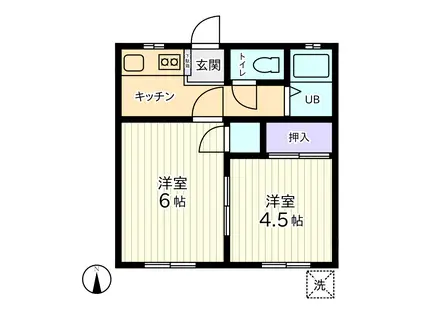サンホープ(2K/1階)の間取り写真