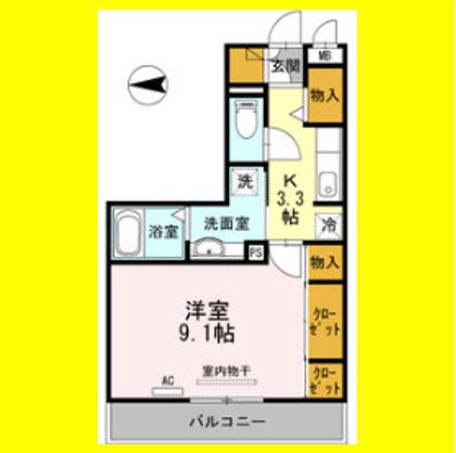 カーサ安倍川(1K/3階)の間取り写真