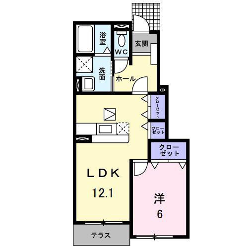 ステラK・II(1LDK/1階)の間取り写真