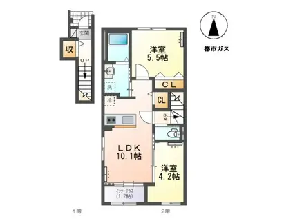 森本3丁目アパート(2LDK/2階)の間取り写真