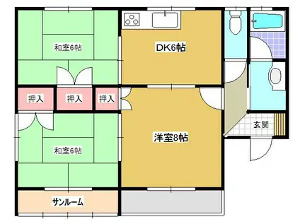 リヴァージュ石堂 A(3DK/2階)の間取り写真