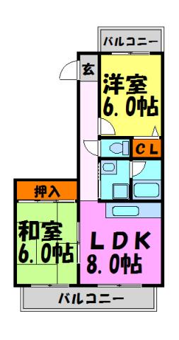 ラ・ベルメゾン長尾台(2LDK/3階)の間取り写真