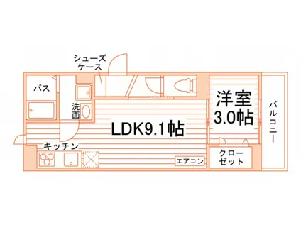 VERANO MAR(1LDK/3階)の間取り写真