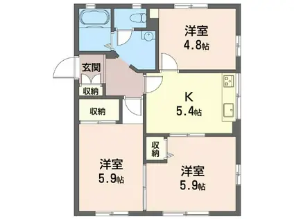 リバーコート(3K/1階)の間取り写真