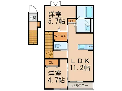 FELICE(2LDK/2階)の間取り写真