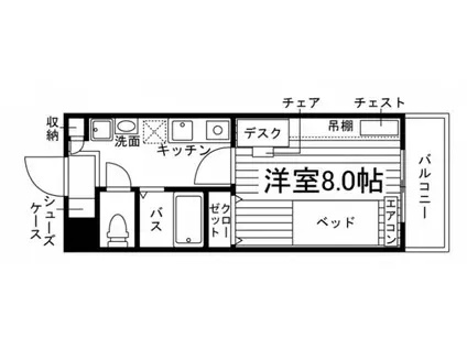 ラヴィール八幡山(1K/2階)の間取り写真