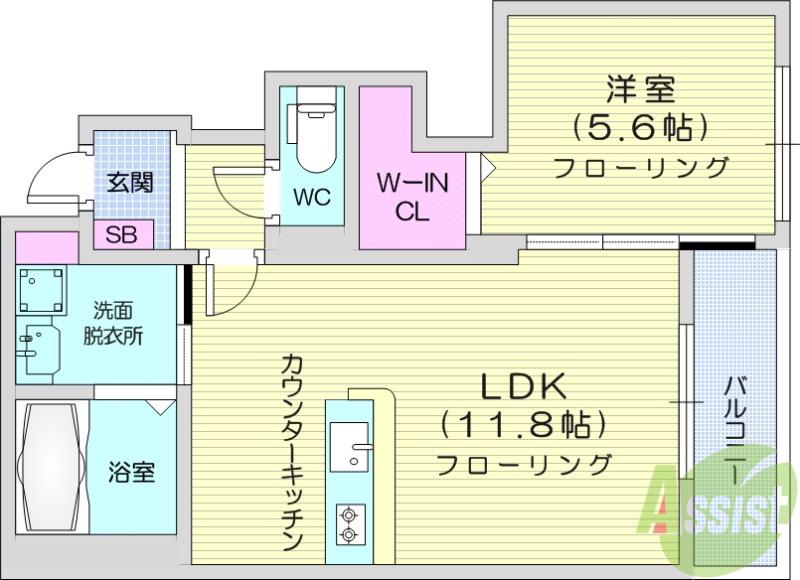 LONGRIVER四郎丸(1LDK/1階)の間取り写真