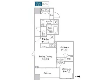 ASMACI MAISON両国II(2LDK/7階)の間取り写真