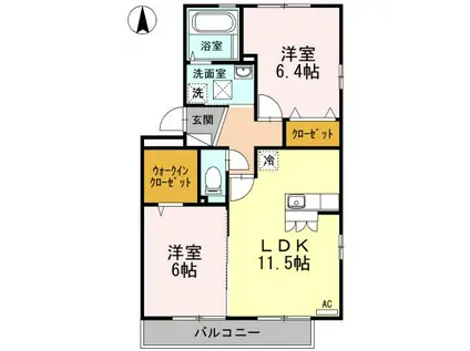 アルブルブランシュ ブランシュ(2LDK/3階)の間取り写真