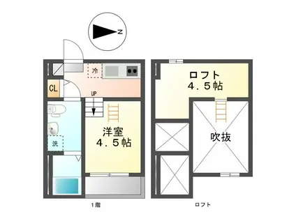 プログレスPROGRESS(1K/1階)の間取り写真
