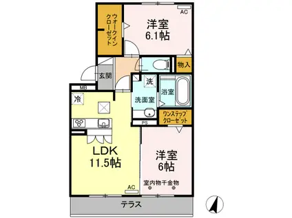 レフィナードS(2LDK/1階)の間取り写真