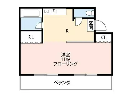 人見シーサイドハイツA棟(1DK/1階)の間取り写真