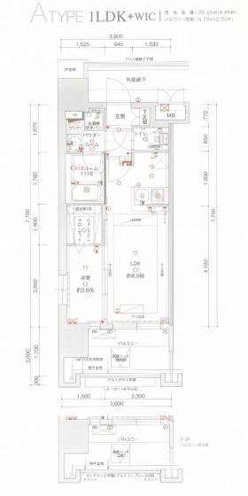 グランフォーレ プライム 神屋町(1LDK/9階)の間取り写真