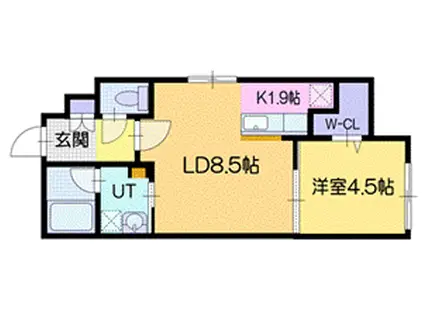 野幌DUO(1LDK/3階)の間取り写真