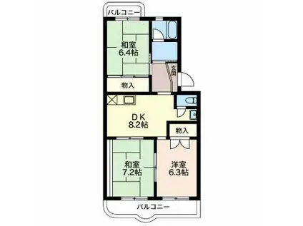 キャッスルSS(3DK/2階)の間取り写真
