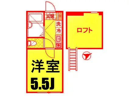 ベルフラッツ元住吉(1K/2階)の間取り写真