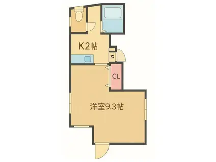 エコール・ド・ハイツ(1K/4階)の間取り写真