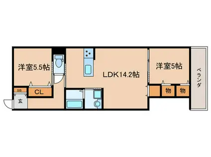 尼崎市南塚口町5丁目ヘーベル(2LDK/3階)の間取り写真
