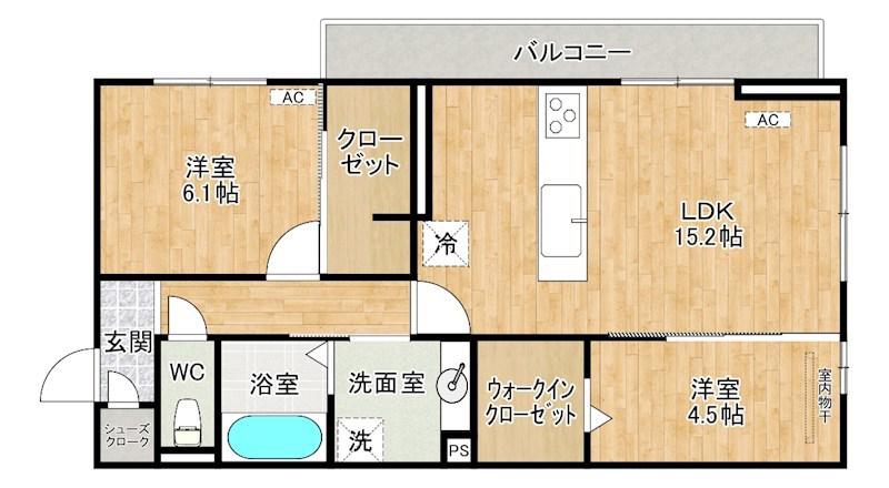 アピアランス中井(2LDK/3階)の間取り写真