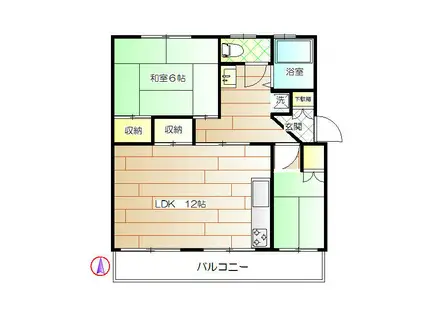 東高森団地1号棟(2LDK/4階)の間取り写真