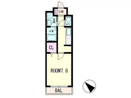 メゾン大将軍2(1K/2階)の間取り写真