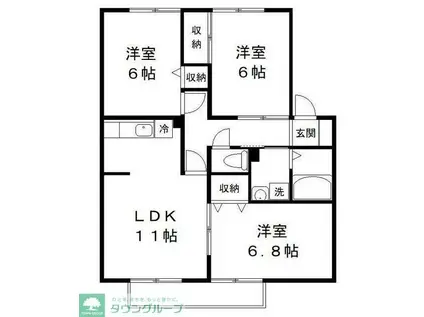 ジョカーレ千葉(3LDK/2階)の間取り写真