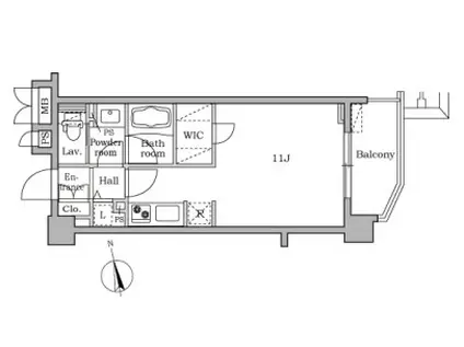 レジディア大井町II(ワンルーム/4階)の間取り写真