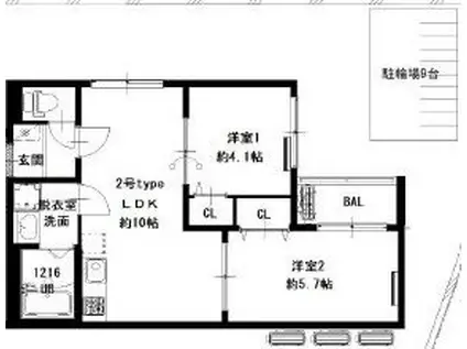 D PORTA VIOLET(2LDK/2階)の間取り写真