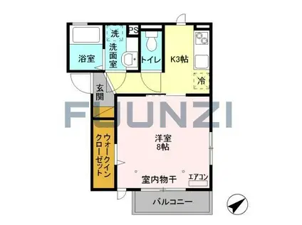 プラムブロッサム サウス(1K/1階)の間取り写真