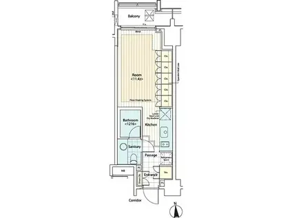 カスタリア麻布十番II(ワンルーム/5階)の間取り写真