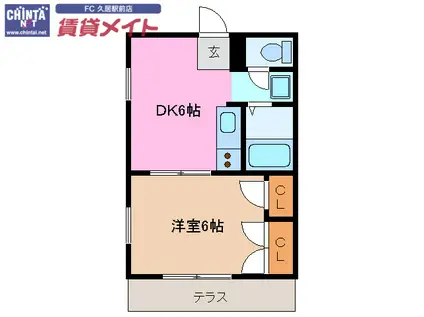 オーチャードIII(1DK/2階)の間取り写真