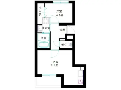 サントノーレ(1LDK/1階)の間取り写真