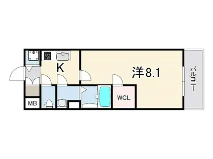 エスリード神戸ハーバーテラス(1K/4階)の間取り写真