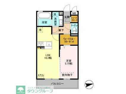 R.ザウバーII A棟(1LDK/2階)の間取り写真