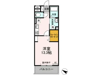 パストラーレ富士松(1K/2階)の間取り写真