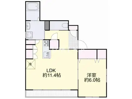 アグレアーブル今(1LDK/1階)の間取り写真