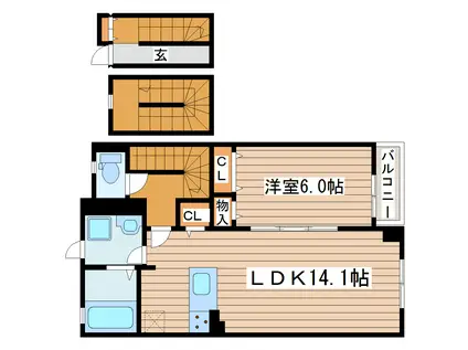 KUJIRA-SO(1LDK/3階)の間取り写真