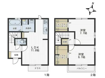 PREMIUM FIRST(2LDK/1階)の間取り写真
