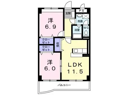 エルキュール(2LDK/2階)の間取り写真