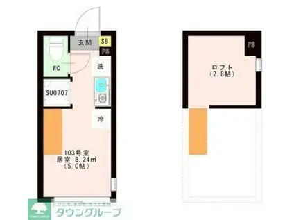 OTAS 代田橋(ワンルーム/1階)の間取り写真