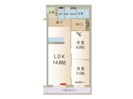 フロイデ(2LDK/2階)の間取り写真