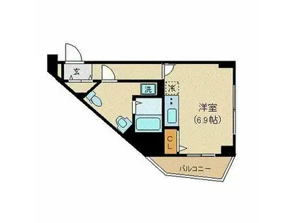 アーバイル九段下ミッドシティ(1K/2階)の間取り写真