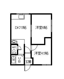 東光7.3ハイツA(2LDK/2階)の間取り写真