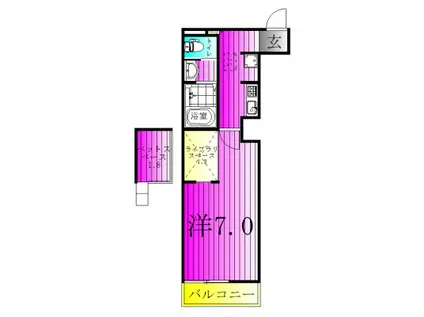 フラットおおたかの森ウエスト(1SK/3階)の間取り写真