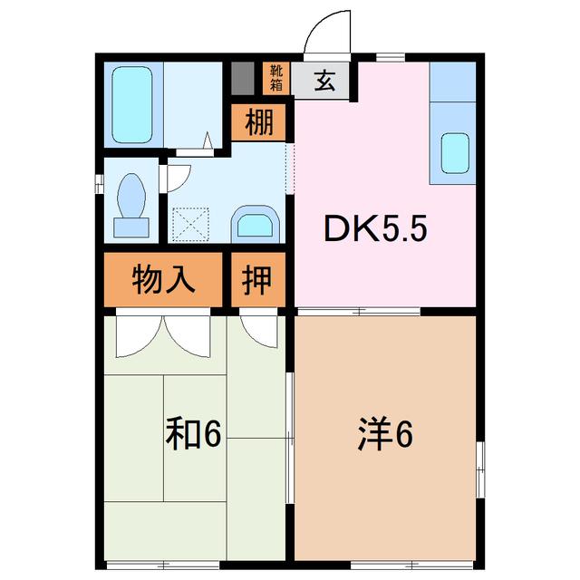 コーポ丘(2DK/1階)の間取り写真
