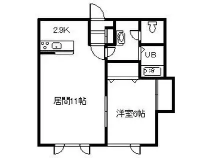カームヒルズ(1LDK/1階)の間取り写真