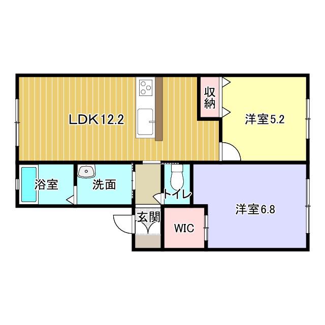 グリーンメゾン菰川A(2LDK/1階)の間取り写真