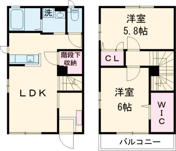 ファミールコートD(2LDK/1階)の間取り写真