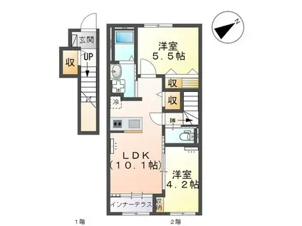 ブルーベリー(2LDK/2階)の間取り写真