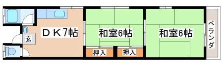 塩屋グリーンハイツ(2DK/2階)の間取り写真